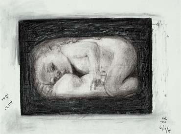 Breastfeeding infant - Charcoal Drawings from the Ring of Fire Exhibition