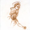 After Caravaggio Madonna and Child - Conte Drawing of Madonna and Child for sale