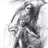 After Caraggio - reinterpretation of Italian Masters - Conte Drawings of woman and child - 