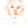 Conte Drawing of Child's face - figurative art drawings for sale