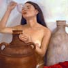 Original Oil Paintings of nude woman drinking for sale by  Claudia Kleefeld